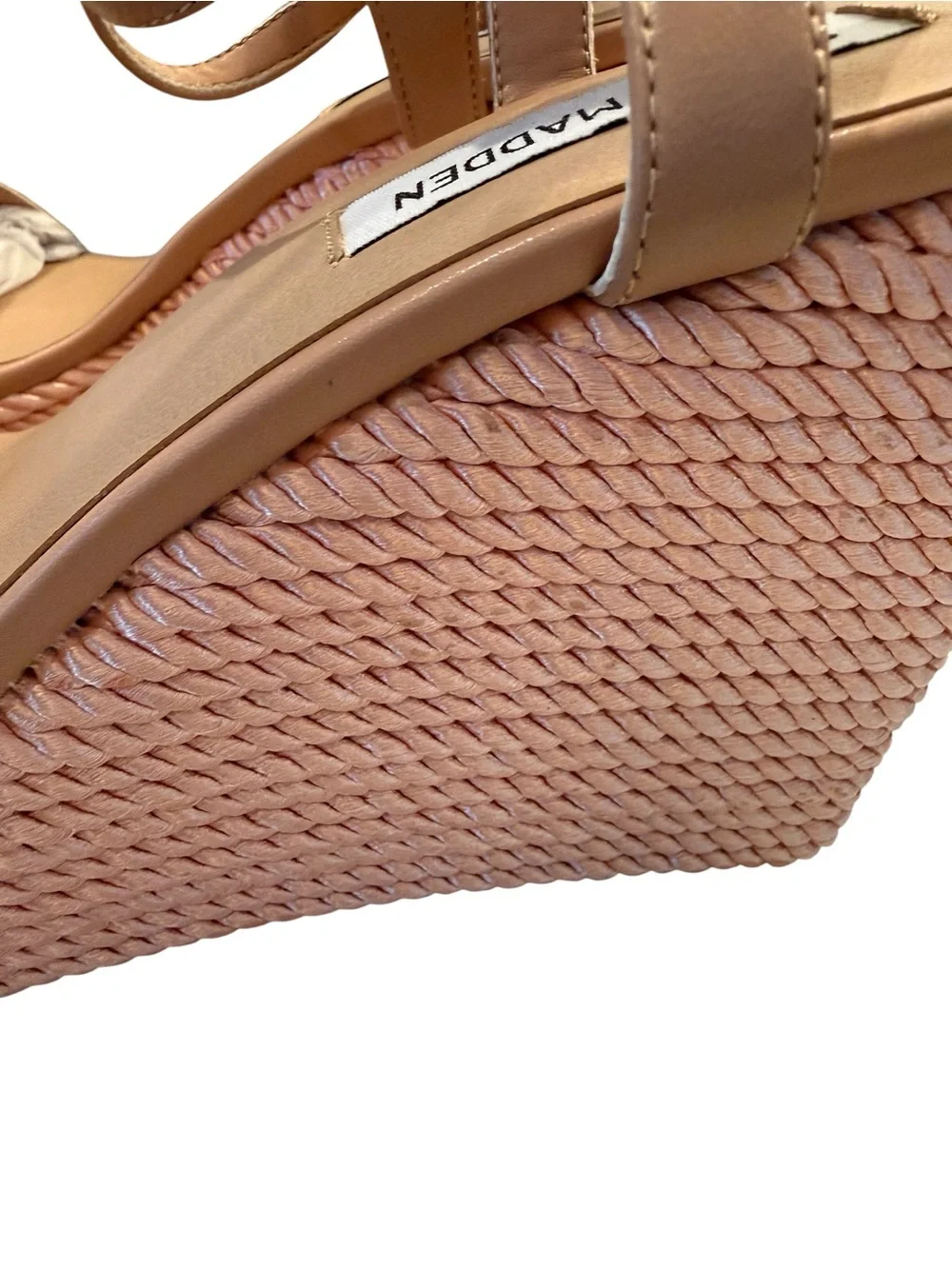 Steve Madden Tory Twist Wedge Sandals Rope Platform Ankle Strap Pink 8.5 NEW